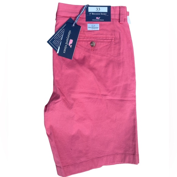 2 Pairs NWT Vineyard Vines 9” Stretch Breaker Short Size 33 - Pink & Stone Beige - Picture 4 of 10